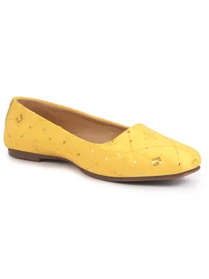 Women Ethnic Embroidered Design Handcrafted Juttis For Mehendi & Haldi|Premium Fabric Wedding Festive Slip ons Mojaris |Soft Cushioned Insole
