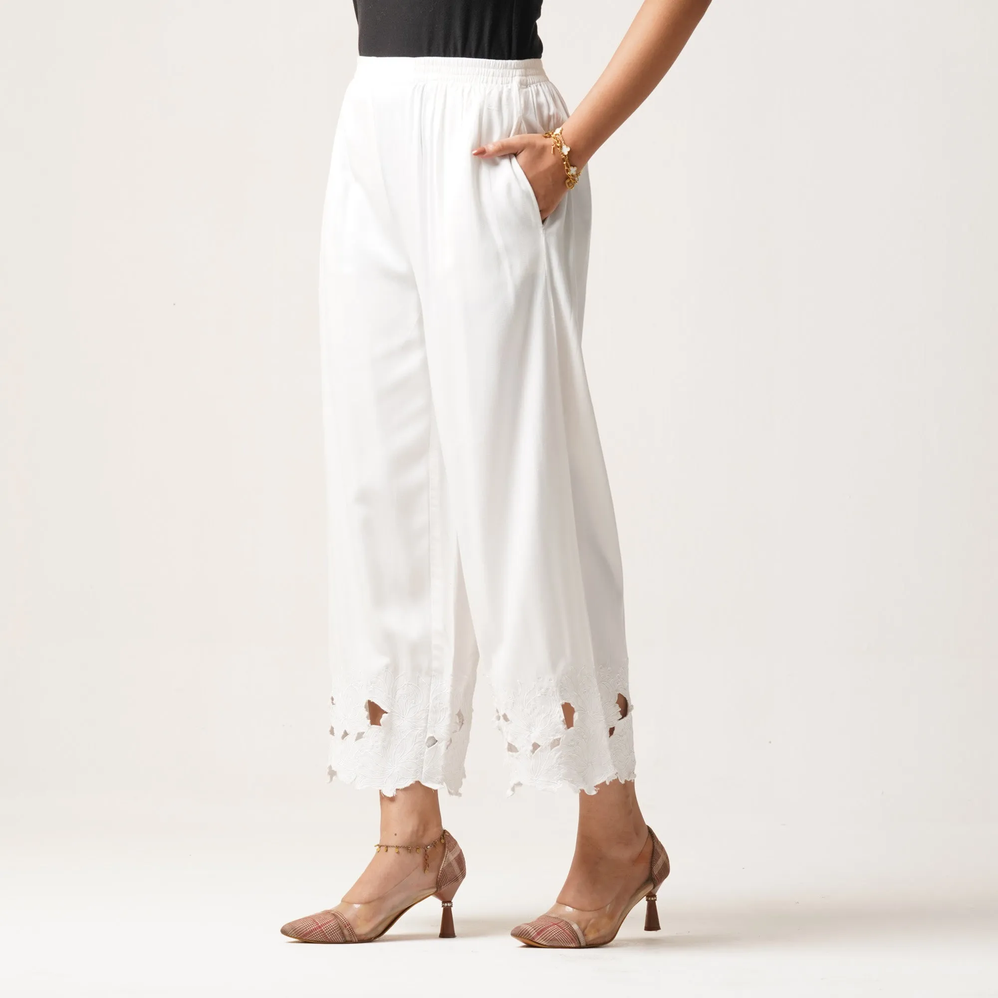 Womens Ethnic Bottom-Off White