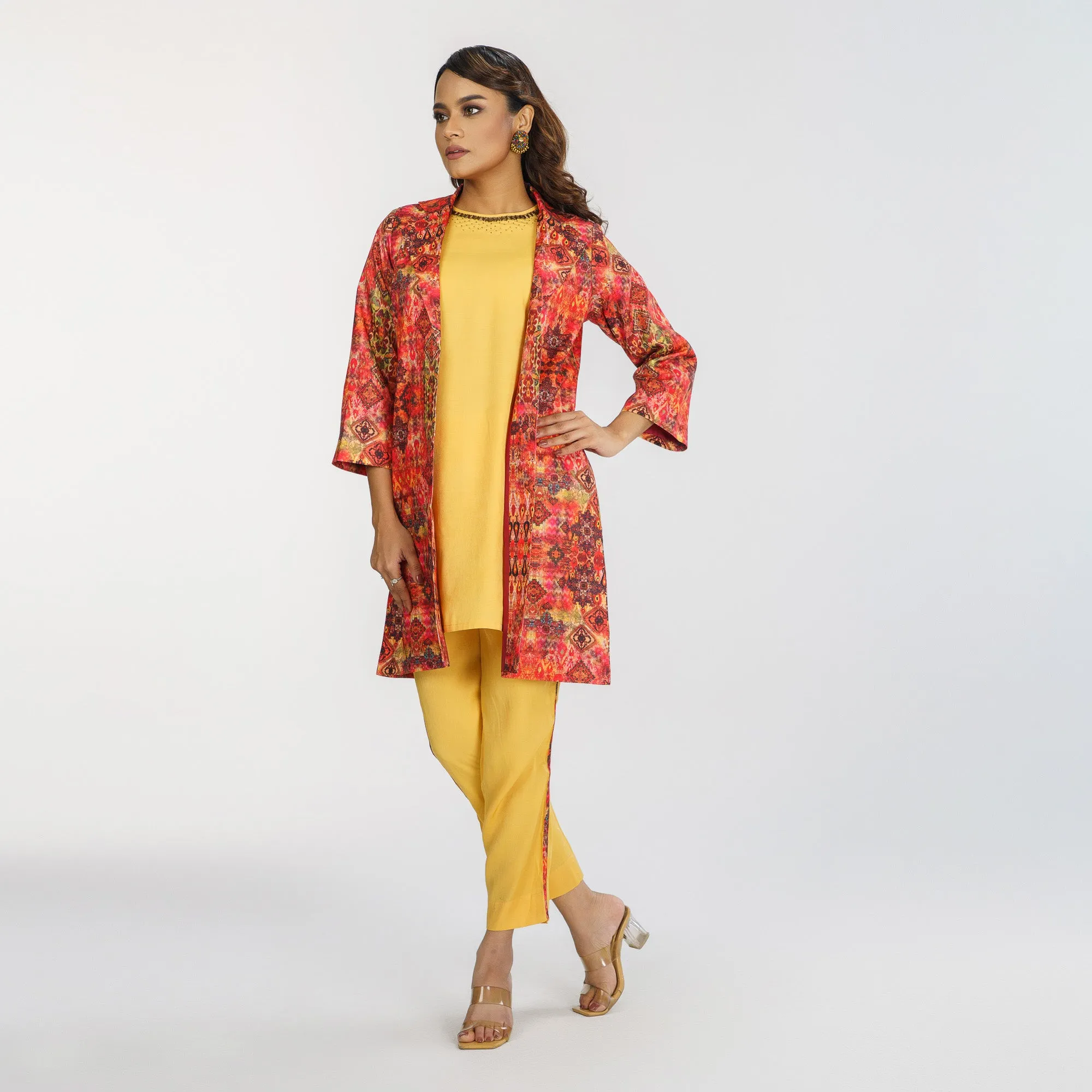 Womens Ethnic Maroon 3-Piece