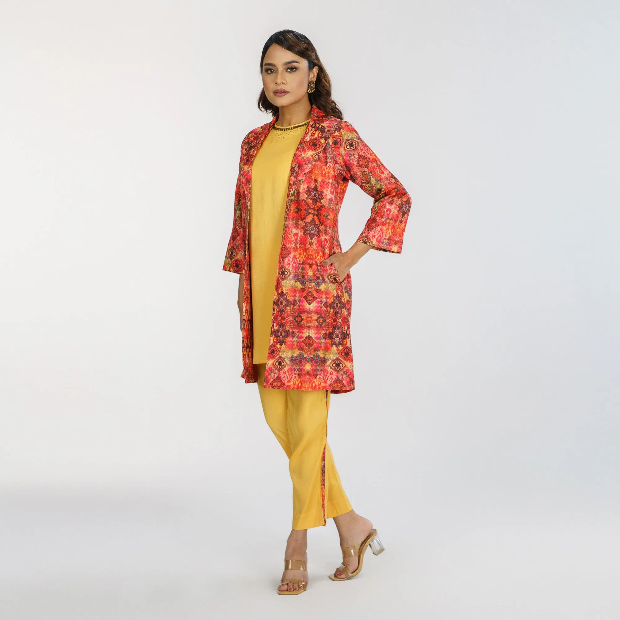 Womens Ethnic Maroon 3-Piece
