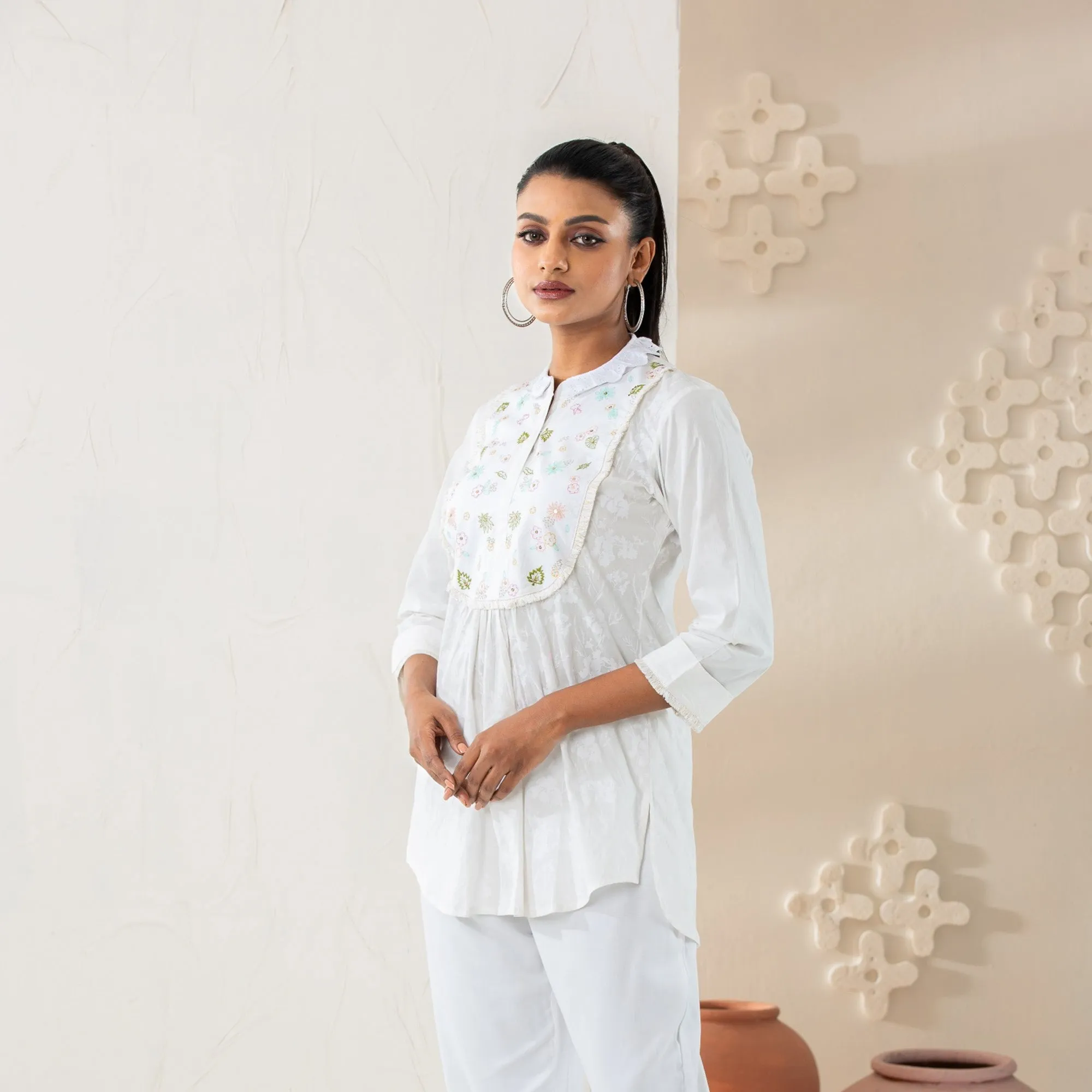 Womens Ethnic Tunic-White