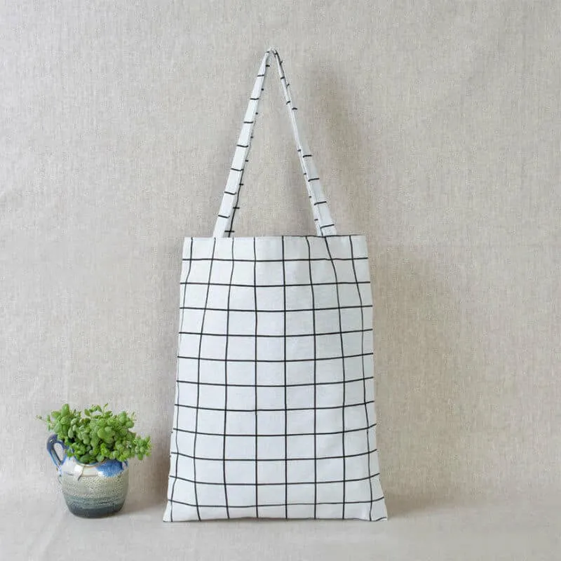 Women's Geometric Print Linen Tote Bag