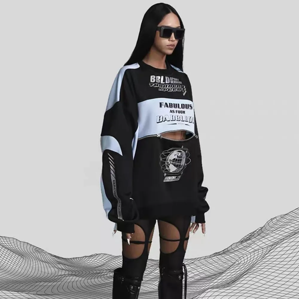Women's High Street Zipper Design Sweatshirt