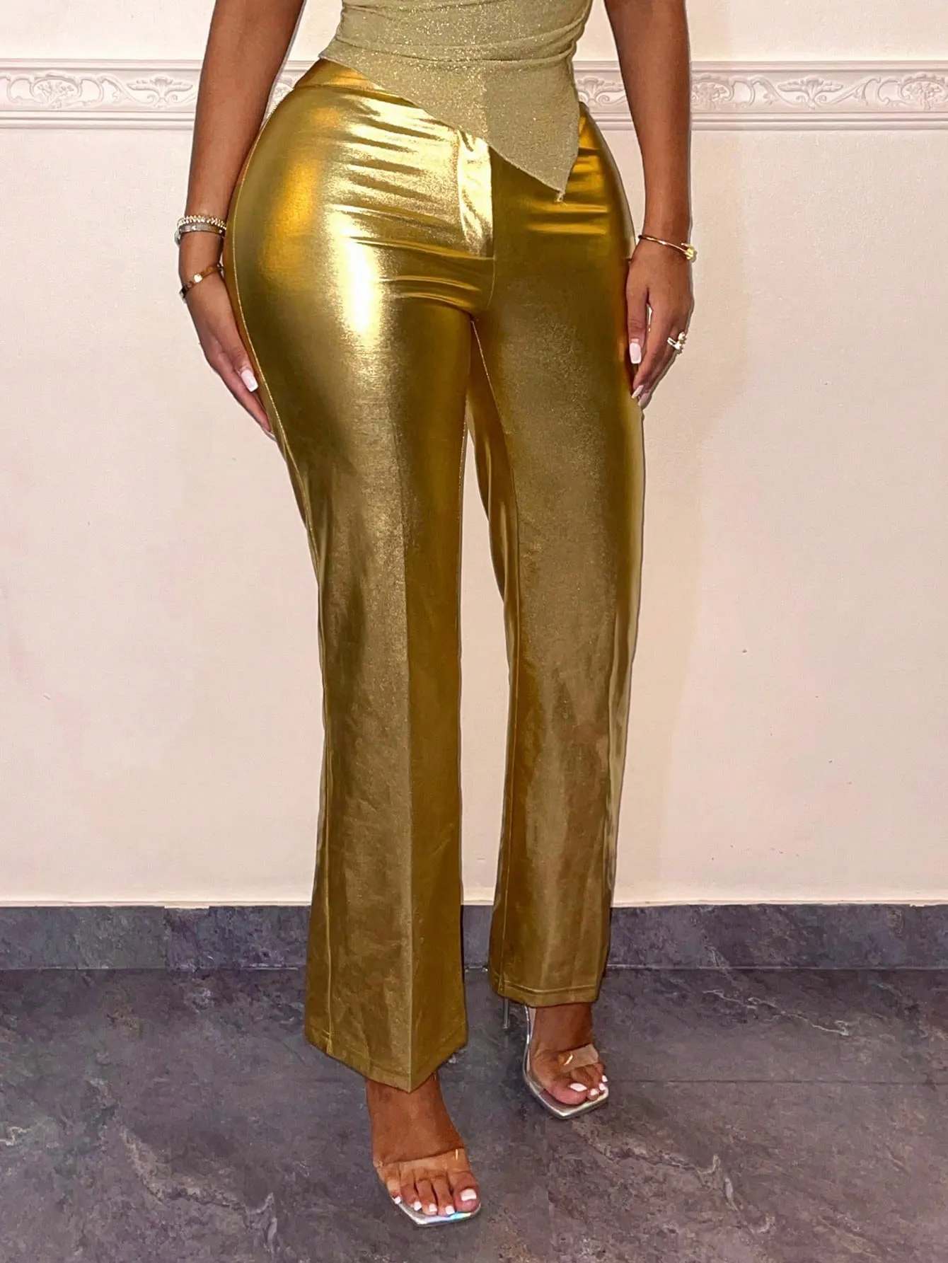 Women's Metallic Fabric Pants