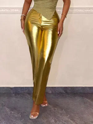 Women's Metallic Fabric Pants