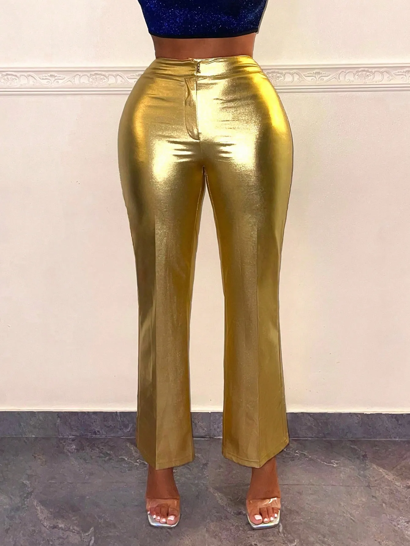 Women's Metallic Fabric Pants