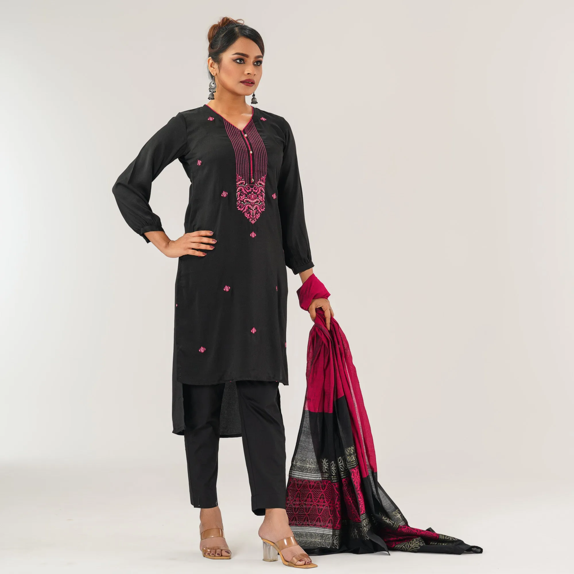 Womens Pink Black Three Piece Set