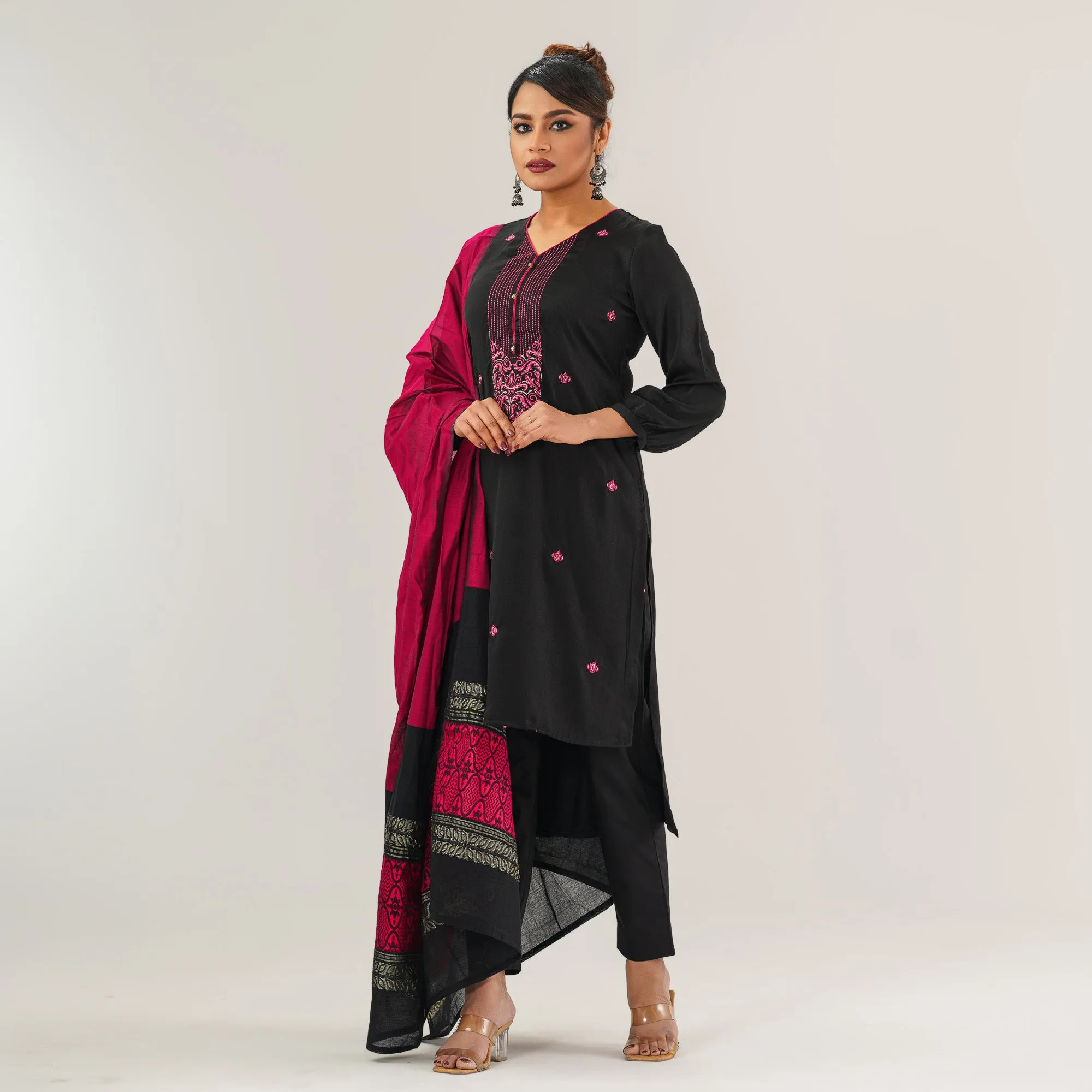 Womens Pink Black Three Piece Set