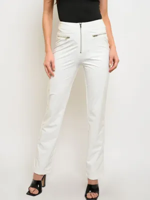 WOMEN'S PU ZIPPER CLOSURE PANTS