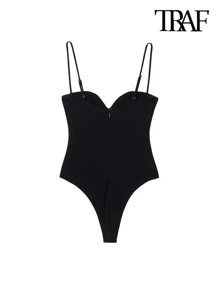 Women’s Sweetheart Neck Bodysuit Draped, Backless