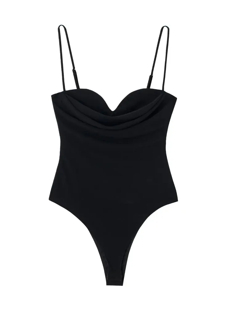 Women’s Sweetheart Neck Bodysuit Draped, Backless