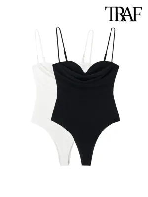 Women’s Sweetheart Neck Bodysuit Draped, Backless