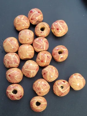 WOODEN BEAD ROUND  MIXED PATTERN & COLOR