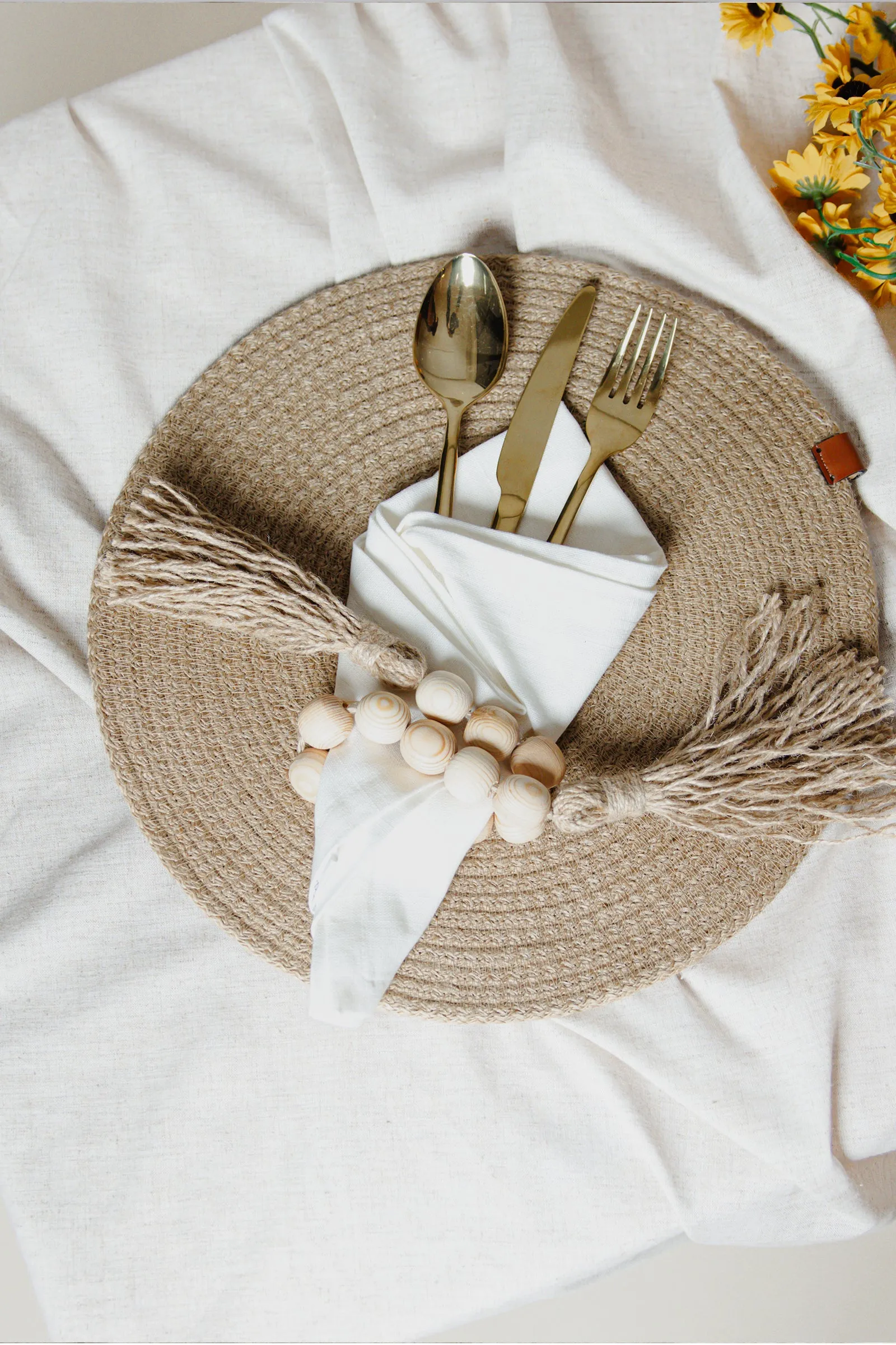 Wooden Holder with Tassels