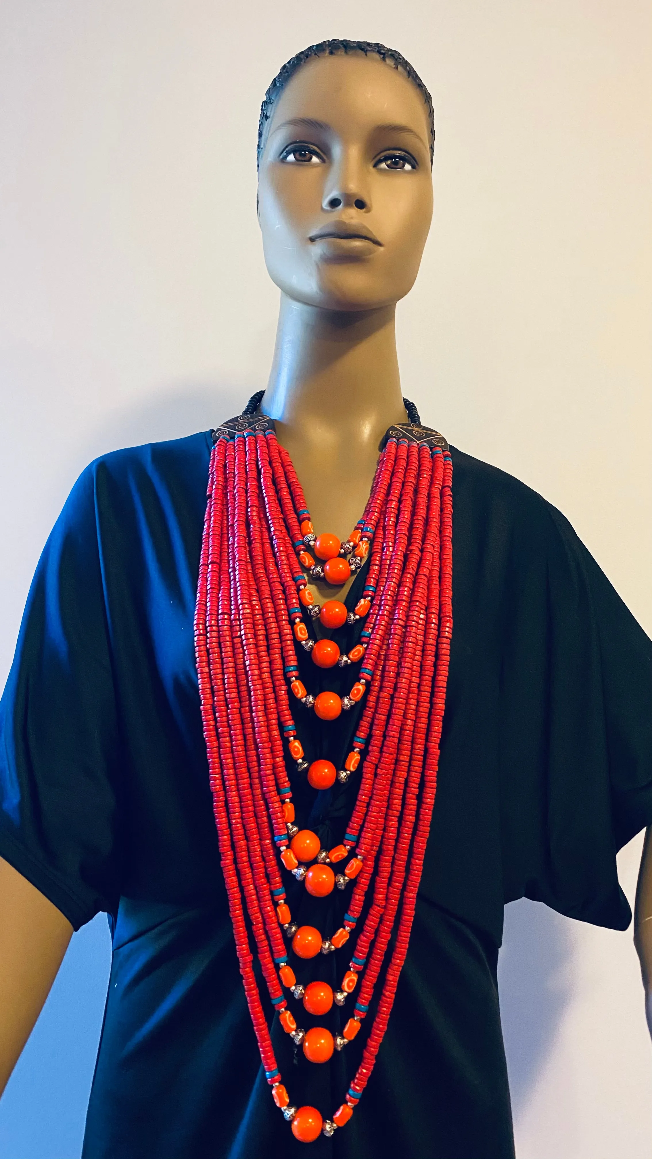 Wooden Multi Layered Bead Necklace