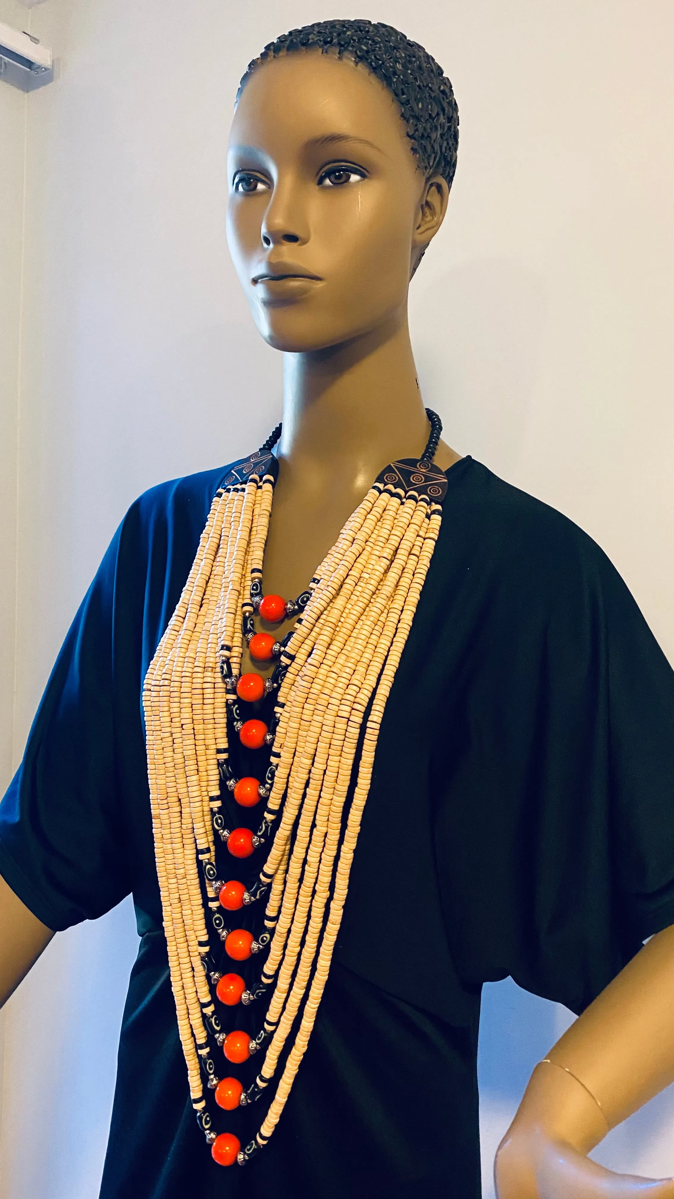 Wooden Multi Layered Bead Necklace