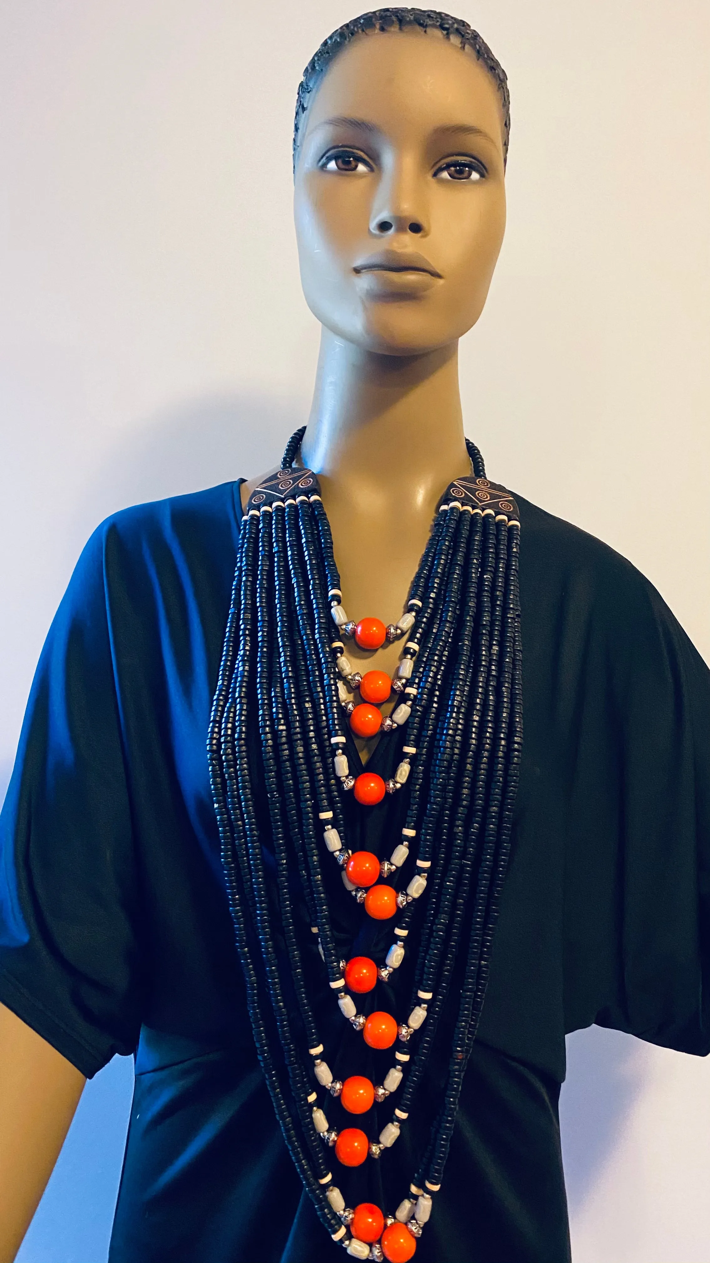 Wooden Multi Layered Bead Necklace