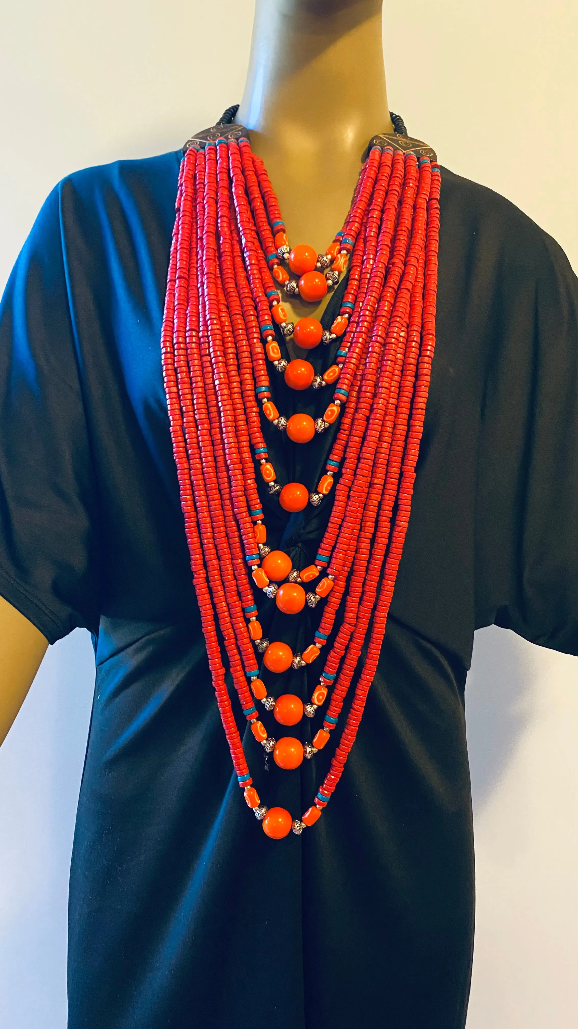 Wooden Multi Layered Bead Necklace