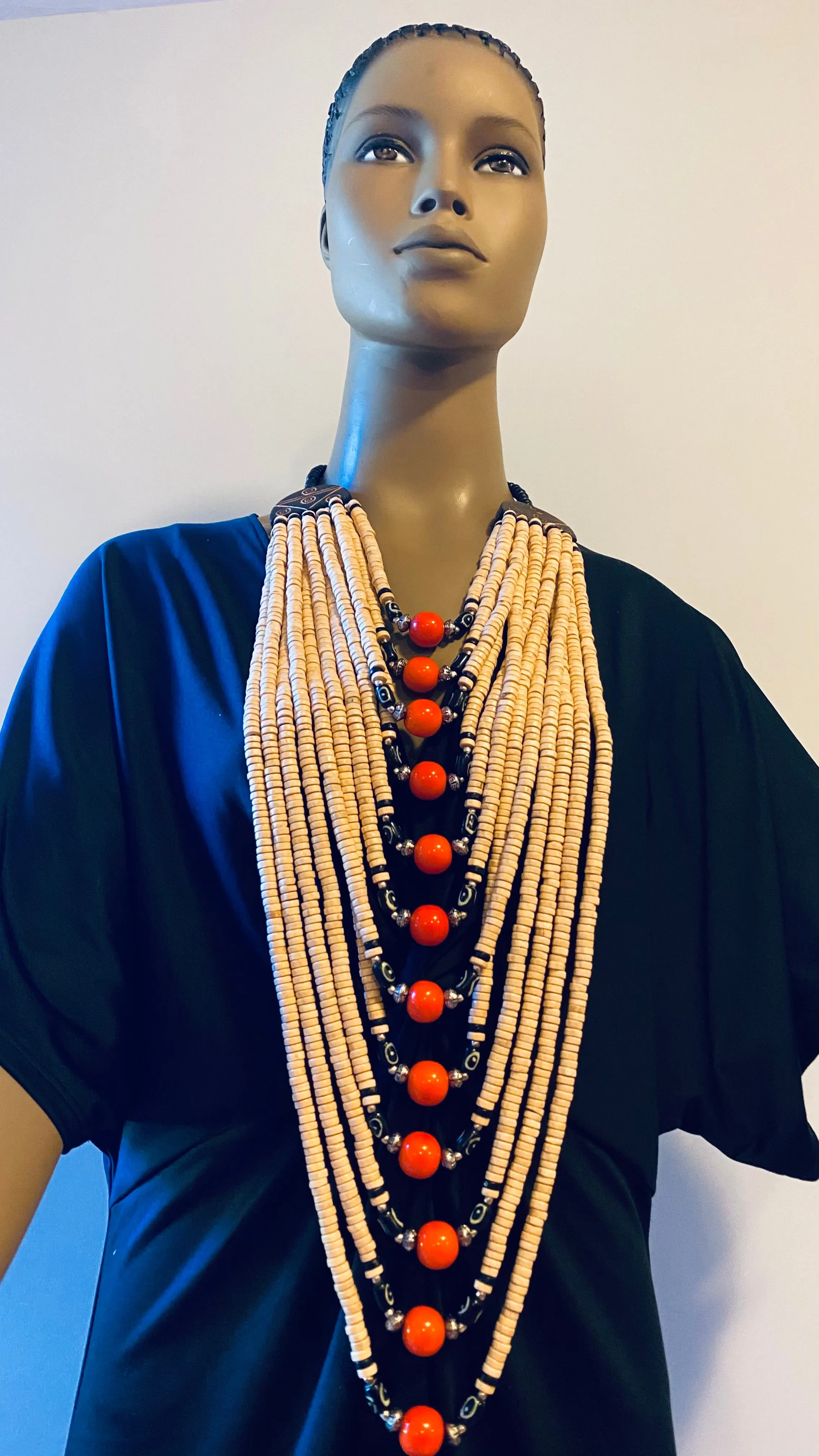 Wooden Multi Layered Bead Necklace