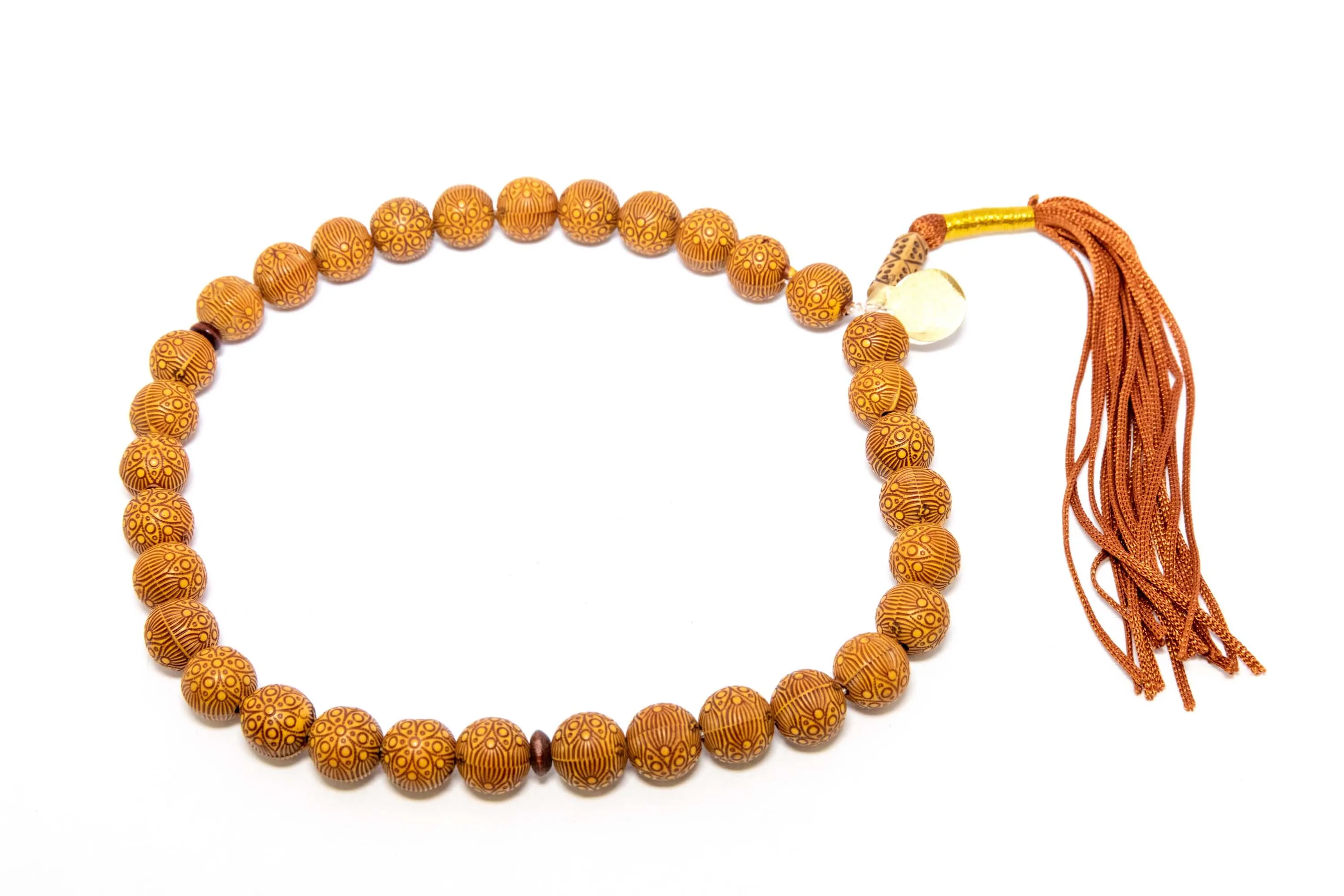 Wooden Necklace With Decorative Carvings