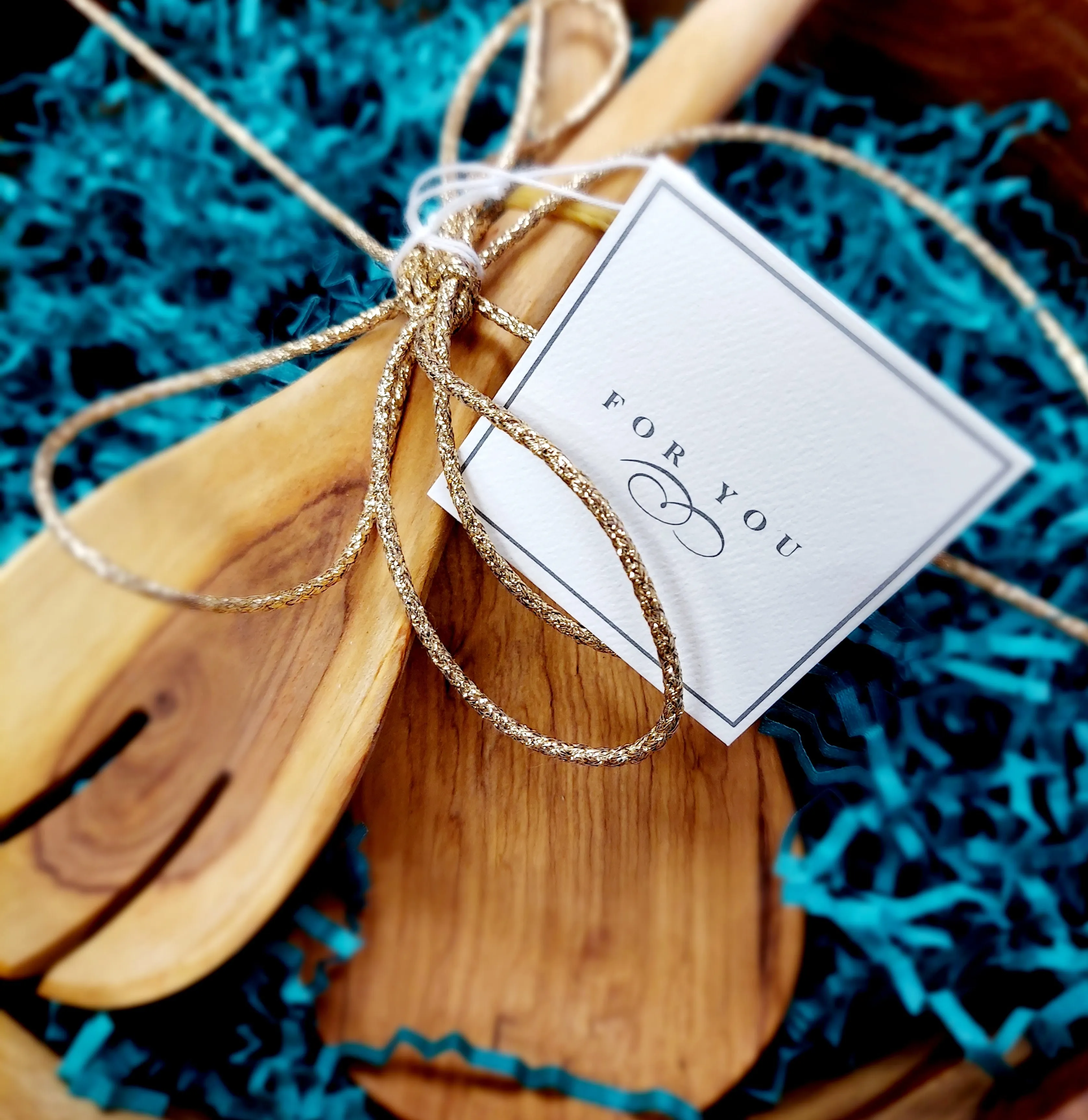 Wooden Salad Bowl with Matching Utensils