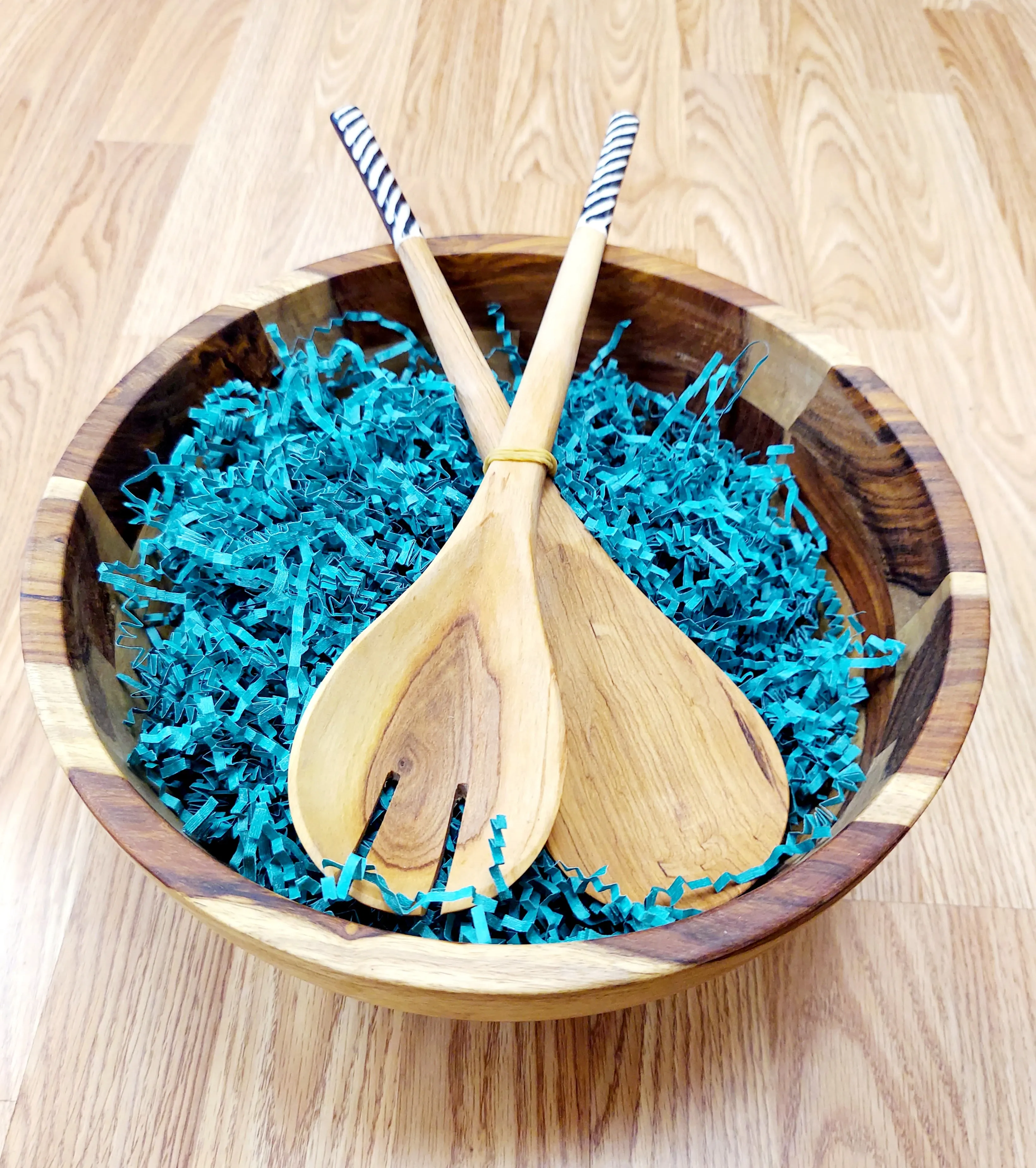 Wooden Salad Bowl with Matching Utensils