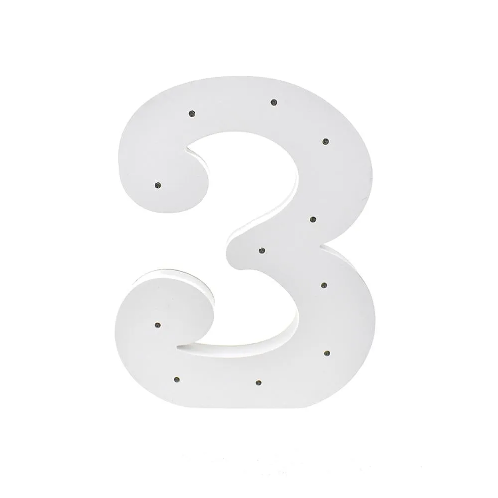 Wooden Standing LED Numbers, 11-1/2-inch, White