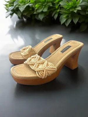 Xhilaration Y2K Macrame Chucky Flared Block Heel Size 5.5