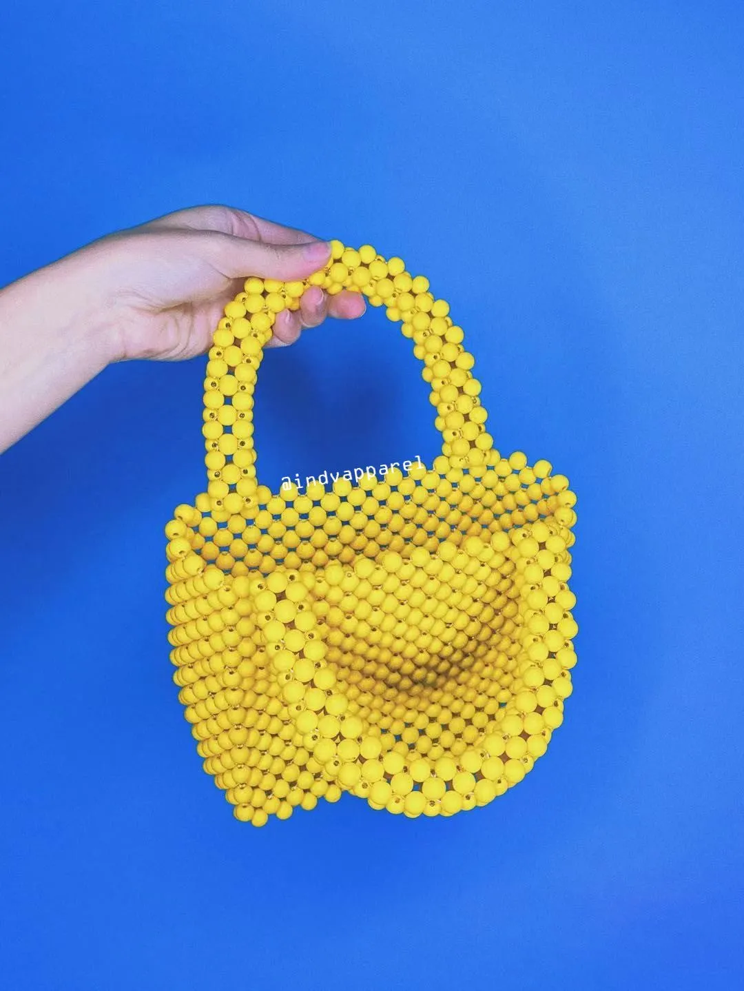 Yellow Wooden Bead Bag