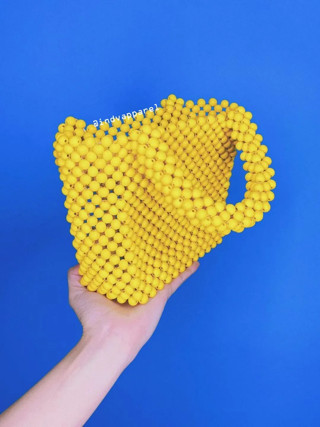 Yellow Wooden Bead Bag