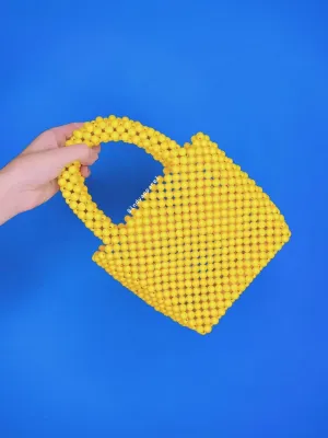 Yellow Wooden Bead Bag