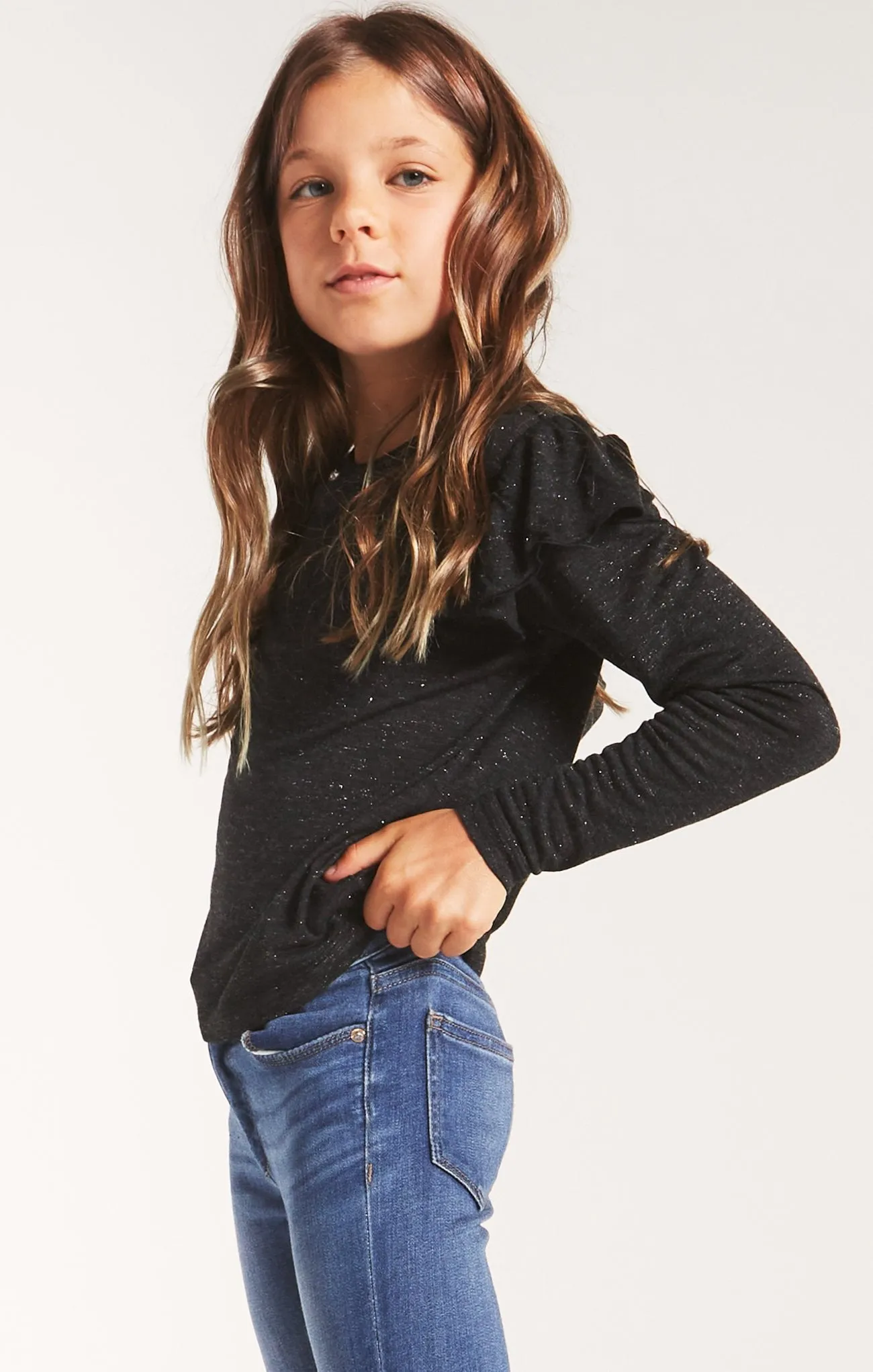 Z Supply Girls Luna Sparkle Tee - Black