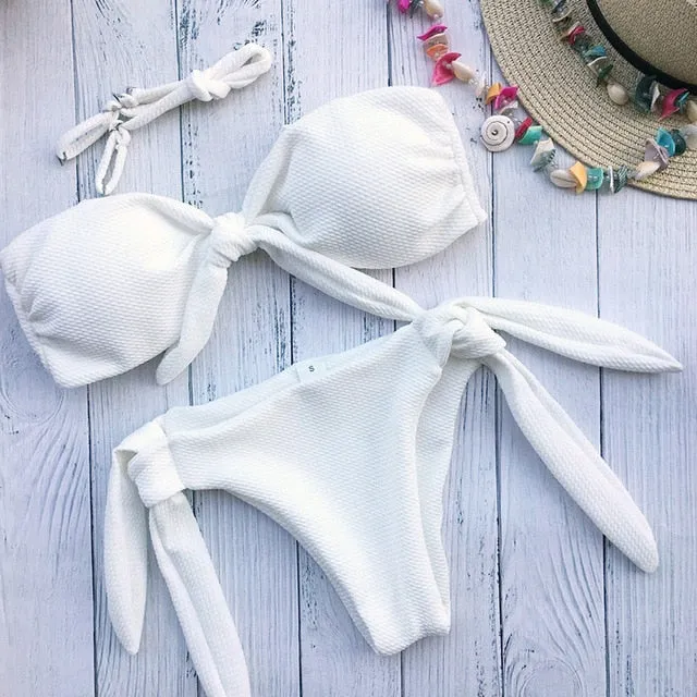 ZTVitality Bikini 2018 New Arrival 6 Colours Solid Bow-knot Bikinis Strapless Low Waist Bandage Sexy Swimsuit Swimwear Women S-L