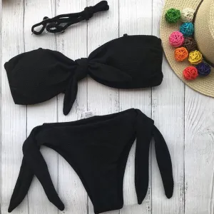 ZTVitality Bikini 2018 New Arrival 6 Colours Solid Bow-knot Bikinis Strapless Low Waist Bandage Sexy Swimsuit Swimwear Women S-L